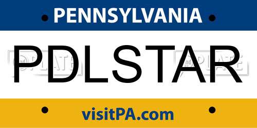 PDLSTAR Pennsylvania License Plate