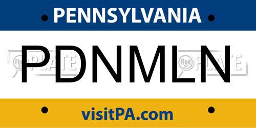 PDNMLN Pennsylvania License Plate