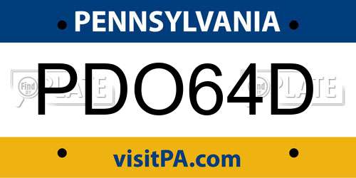 PDO64D Pennsylvania License Plate