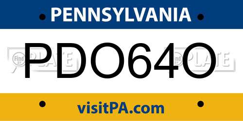 PDO64O Pennsylvania License Plate