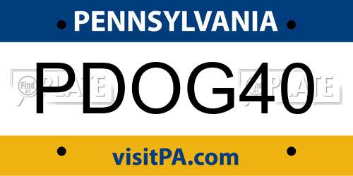 PDOG40 Pennsylvania License Plate