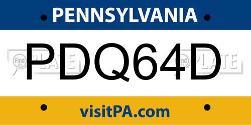 PDQ64D Pennsylvania License Plate