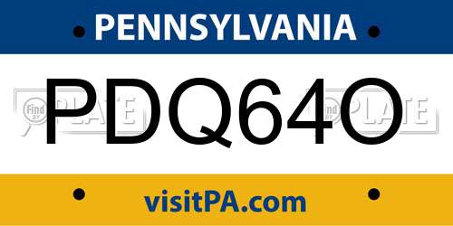 PDQ64O Pennsylvania License Plate