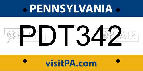 PDT342 Pennsylvania License Plate