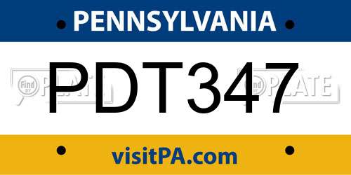 PDT347 Pennsylvania License Plate