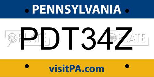 PDT34Z Pennsylvania License Plate
