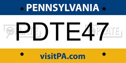 PDTE47 Pennsylvania License Plate