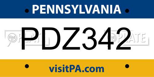 PDZ342 Pennsylvania License Plate