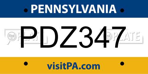 PDZ347 Pennsylvania License Plate