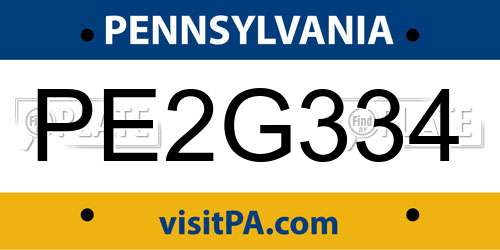 PE2G334 Pennsylvania License Plate
