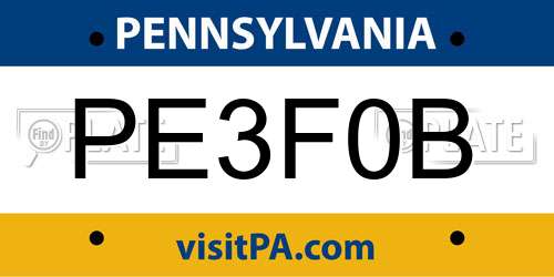 PE3F0B Pennsylvania License Plate