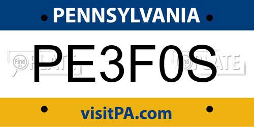 PE3F0S Pennsylvania License Plate