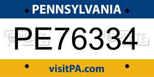 PE76334 Pennsylvania License Plate