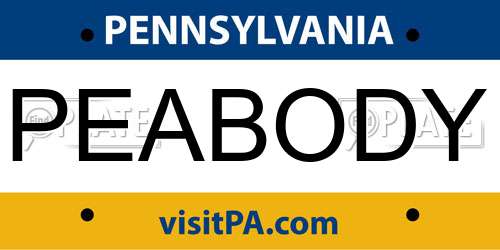 PEABODY Pennsylvania License Plate