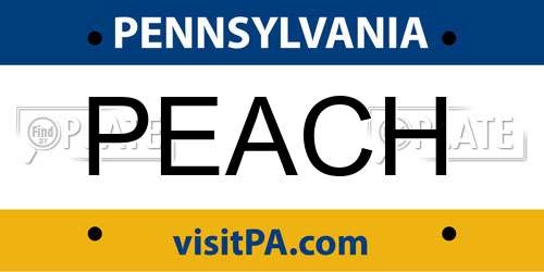 PEACH Pennsylvania License Plate