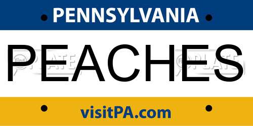 PEACHES Pennsylvania License Plate