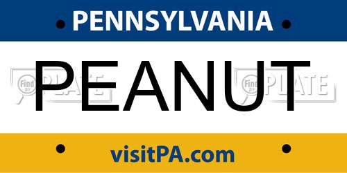 PEANUT Pennsylvania License Plate