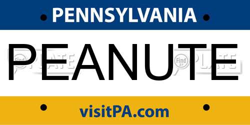 PEANUTE Pennsylvania License Plate
