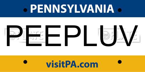 PEEPLUV Pennsylvania License Plate