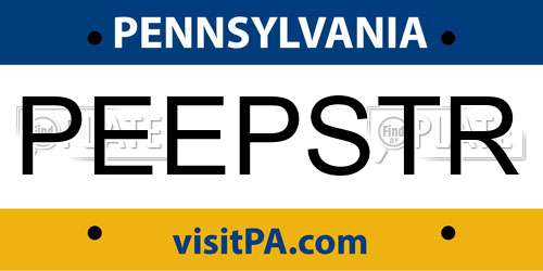 PEEPSTR Pennsylvania License Plate