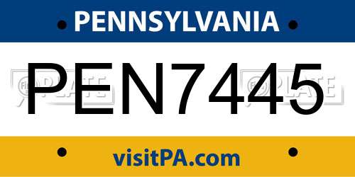 PEN7445 Pennsylvania License Plate