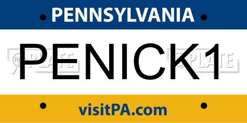 PENICK1 Pennsylvania License Plate