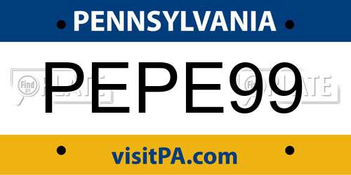 PEPE99 Pennsylvania License Plate
