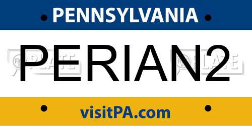 PERIAN2 Pennsylvania License Plate