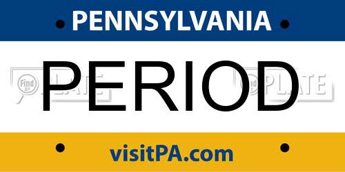 PERIOD Pennsylvania License Plate