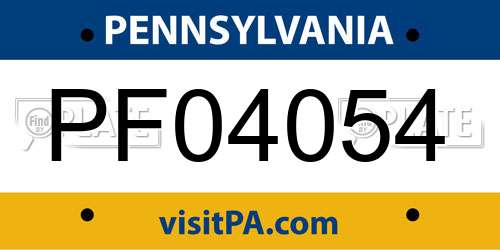 PF04054 Pennsylvania License Plate