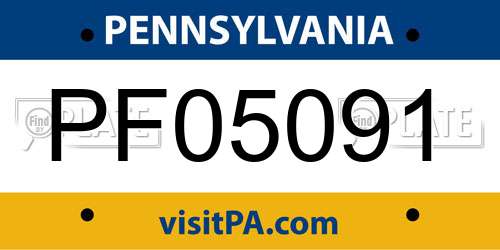 PF05091 Pennsylvania License Plate