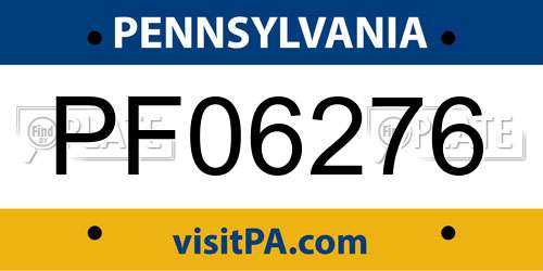 PF06276 Pennsylvania License Plate