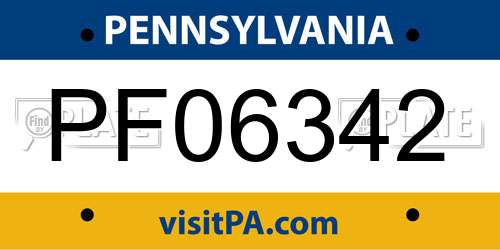 PF06342 Pennsylvania License Plate