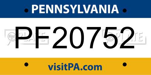 PF20752 Pennsylvania License Plate