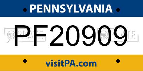PF20909 Pennsylvania License Plate