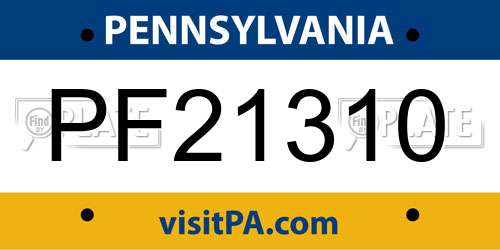 PF21310 Pennsylvania License Plate