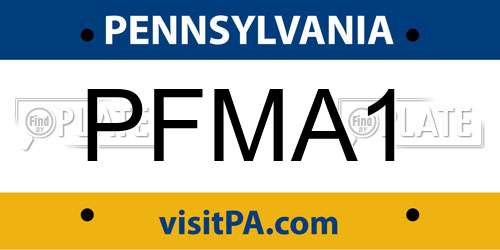 PFMA1 Pennsylvania License Plate