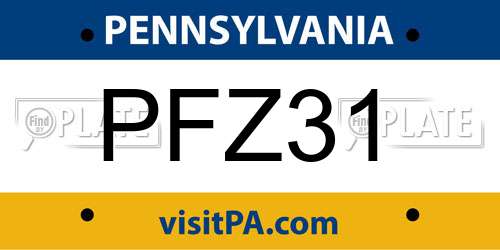 PFZ31 Pennsylvania License Plate