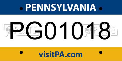 PG01018 Pennsylvania License Plate