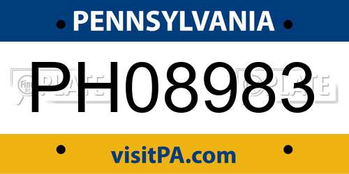 PH08983 Pennsylvania License Plate