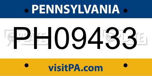PH09433 Pennsylvania License Plate