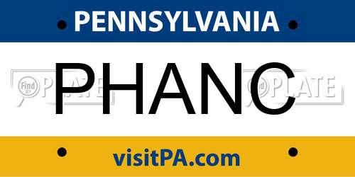PHANC Pennsylvania License Plate