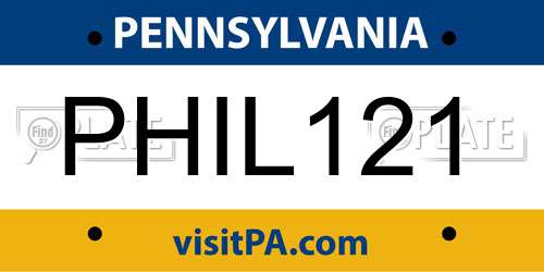 PHIL121 Pennsylvania License Plate