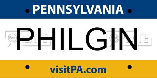 PHILGIN Pennsylvania License Plate