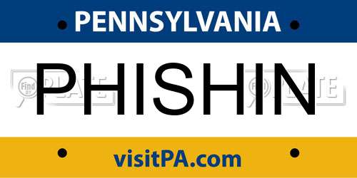 PHISHIN Pennsylvania License Plate