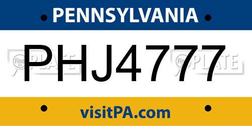 PHJ4777 Pennsylvania License Plate