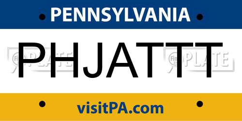 PHJATTT Pennsylvania License Plate