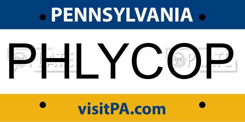 PHLYCOP Pennsylvania License Plate
