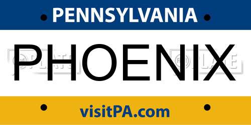 PHOENIX Pennsylvania License Plate