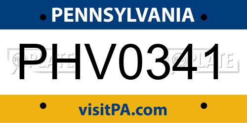 PHV0341 Pennsylvania License Plate